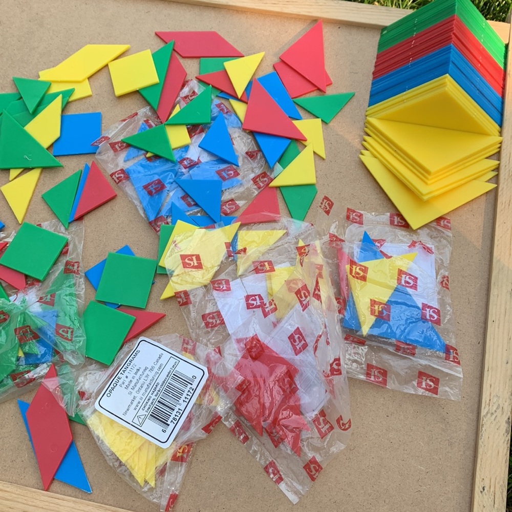 SALE!! Tangram and triangle math shapes tactile and book.  Education